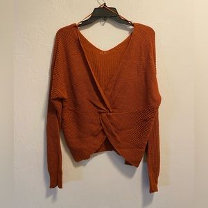 Alison Andrew Rust Orange Long Sleeve Front Knot Top Size Large